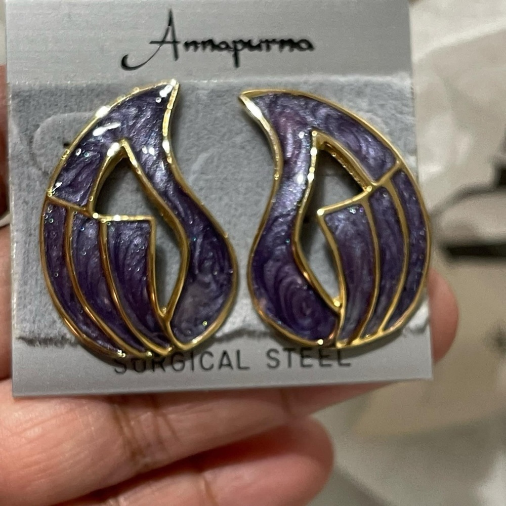 Annapurna Purple Enamel Earrings